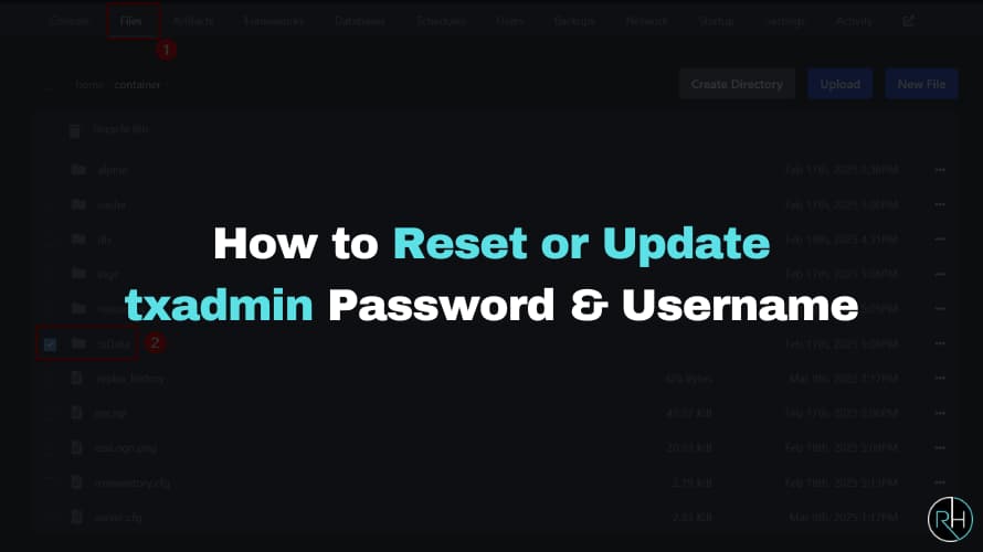 Reset or updated txadmin