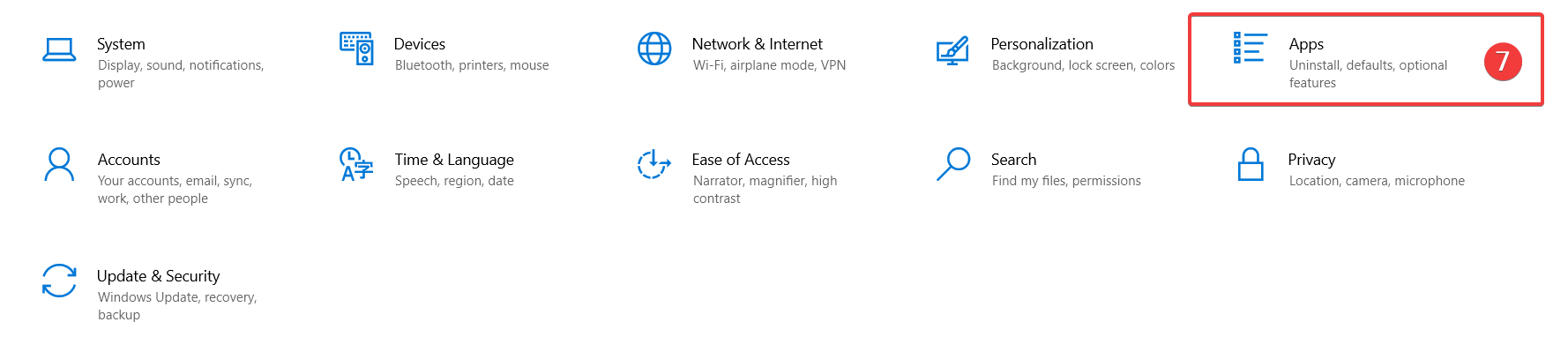 Windows Setting Apps